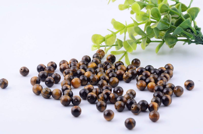 Cmidy Natural Stone Beads 100pcs 10mm Tiger Eye Round Genuine Real Stone Beading Loose Gemstone Hole Size 1mm DIY Smooth Beads for Bracelet Necklace Earrings Jewelry Making (Tiger Eye, 10mm) - Image 4